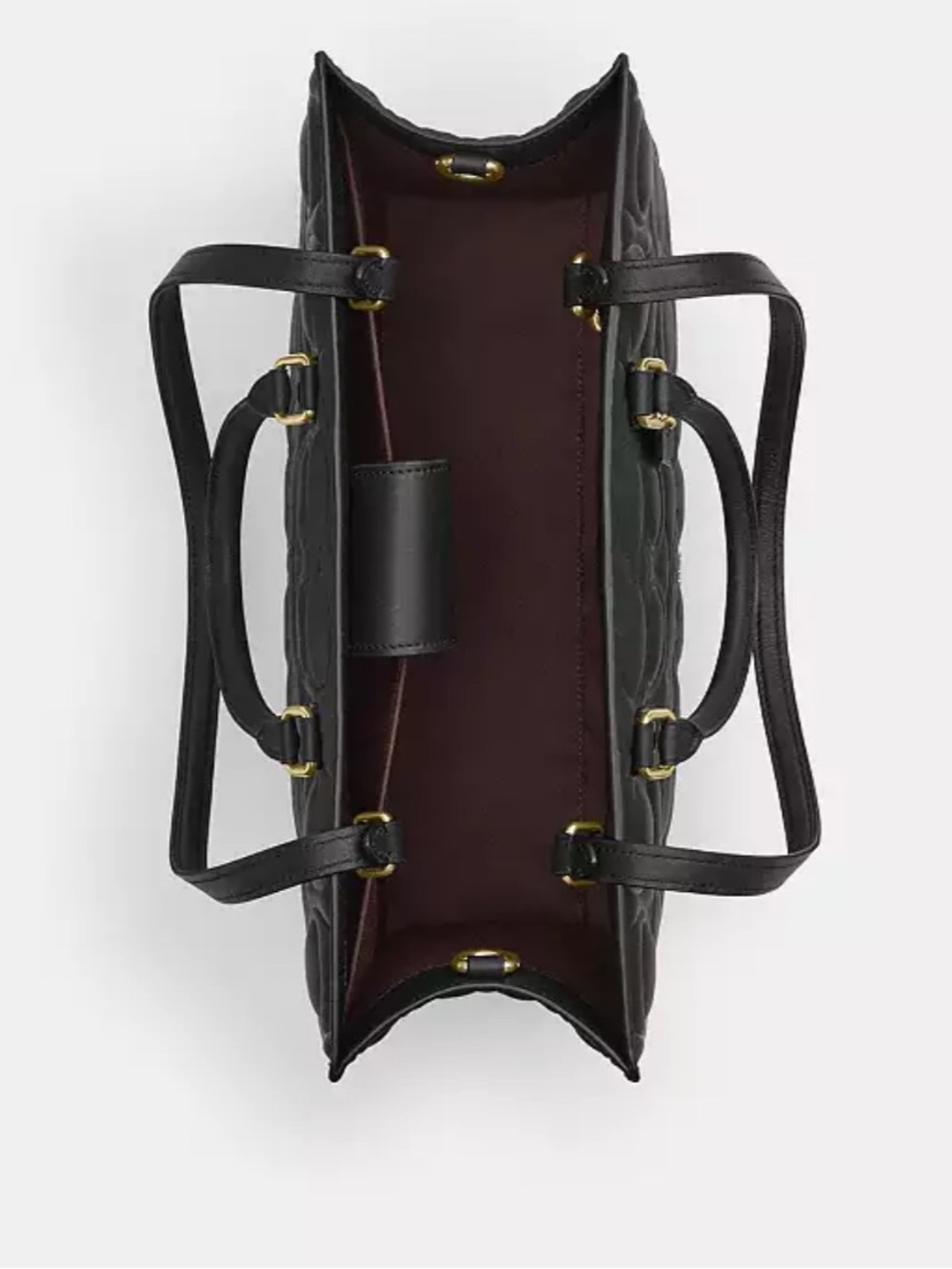 Coach Black Quilted Leather Tote with Gold Hardware - Picture 3 of 3